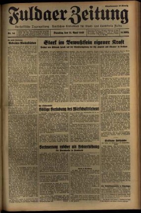 Erste Ausgabe vom Dienstag, den 13. April 1937.