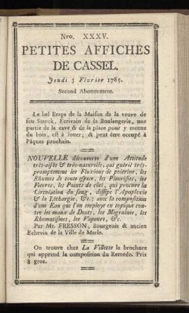 No XXXV (Jeudi 3 Février 1785)