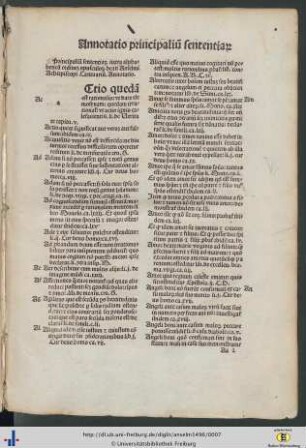 Annotatio principalium sententiarum.