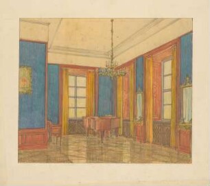 Schloss Erxleben Umbau I: Perspektivische Ansicht Musikzimmer