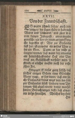 XXVII. Von der Freundschafft