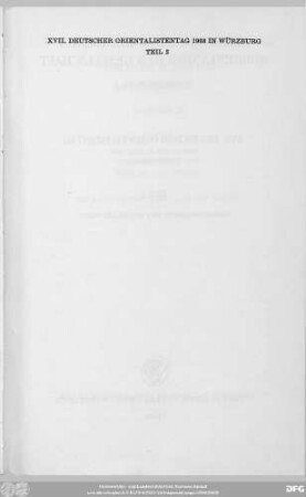 Supplement I, 2: XVII. Deutscher Orientalistentag (1968): Zeitschrift der Deutschen Morgenländischen Gesellschaft : ZDMG
