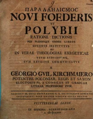 Parallēlismos Novi Foederis et Polybii ratione dictionis per plerosque omnes libros operose institutus