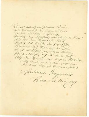Albumblatt von Ferdinand Gregorovius