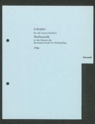 Lehrplan für das Unterrichtsfach Mathematik ...