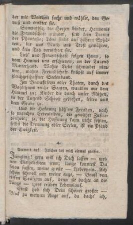 Jüngling! gern will ich Dich lassen - meinen Vielgeliebten seyn;