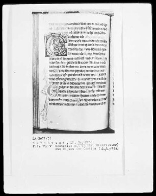 Psalterium und Diurnale — Initiale C (onfitebor), Folio 112 verso