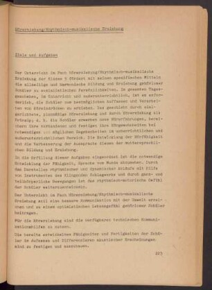Hörerziehung / Rhythmisch-musikalische Erziehung