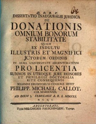 Diss. inaug. iur. de donationis omnium bonorum stabilitate