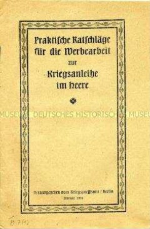 Anleitungsheft zur Werbung für Kriegsanleihen