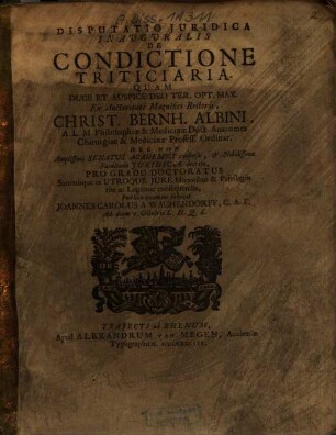 Disputatio Iuridica Inauguralis De Condictione Triticiaria