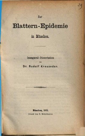 Zur Blattern-Epidemie in München