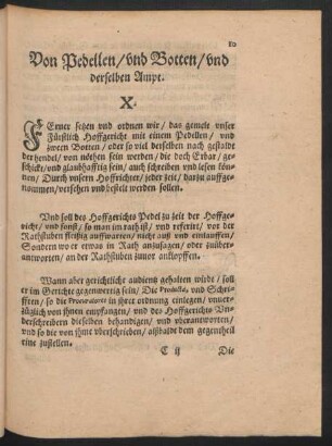 Von Pedellen/ und Botten/ und derselben Ampt. X.