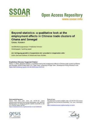 Beyond statistics: a qualitative look at the employment effects in Chinese trade clusters of Ghana and Senegal