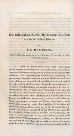38-72 Der naturphilosophische Mysticismus innerhalb der lutherischen Kirche
