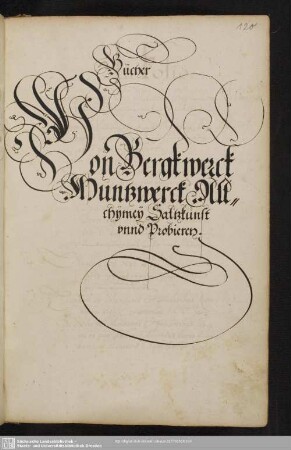 Bücher Von Bergkwerck Müntzwerck Allchymey Saltzkunst unnd Probieren