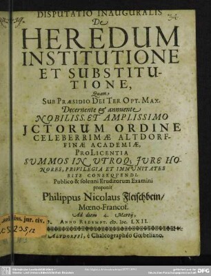 De heredum institutione et substitutione
