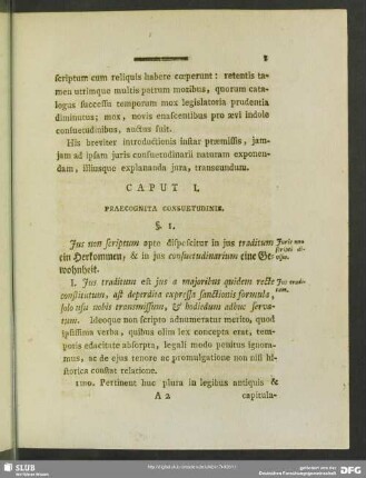 Caput I. Praecognita Consuetudinis