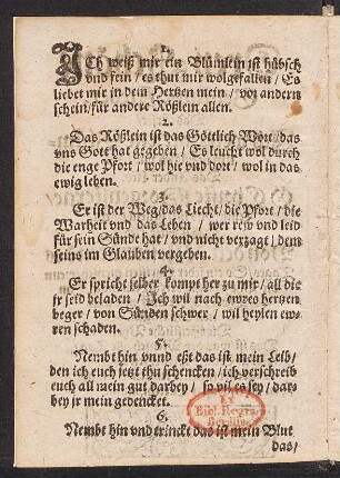 JCh weiß mir ein Blümlein ist hübsch || vnd fein/ es thut mir wol gefallen/