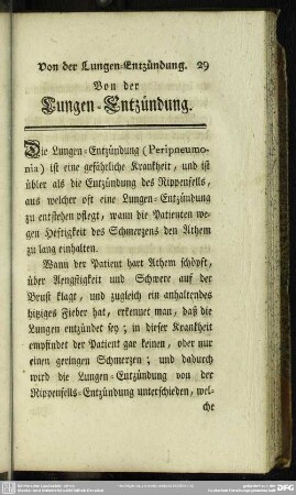 Von der Lungen-Entzündung