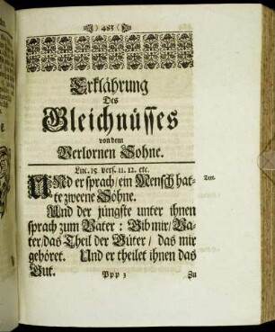 Erklährung De Gleichnüsses von dem Verlohrnen Sohne.