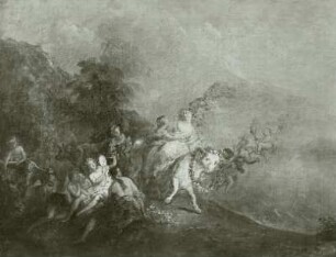 Der Raub der Europa : Pesne, Antoine (1683-1757). Der Raub der Europa (vermutlich Skizze zu einem nicht ausgeführten Gemälde für den Marmorsaal im Neuen Palais). Um 1755. Öl & Leinwand; 80 x 106 cm. Potsdam: Park von Sanssouci, Neue Kammern. (3. Kavalierzimmer, Raum7)