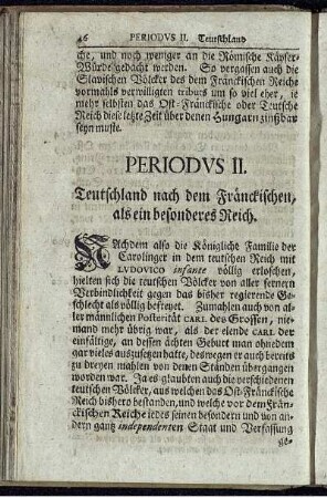 Periodus II. Teutschland nach dem Fränckischen, als ein besonderes Reich
