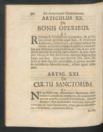 Artic. XXI. De Cultu Sanctorum.