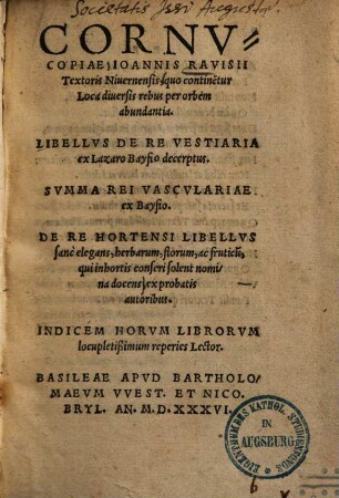 Cornucopiae : quo continentur loca diversis rebus per orbem abundantia