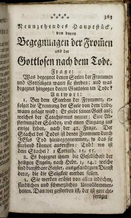 Neunzehendes Hauptstück, von denen Begegnungen der Frommen und der Gottlosen nach dem Tode.