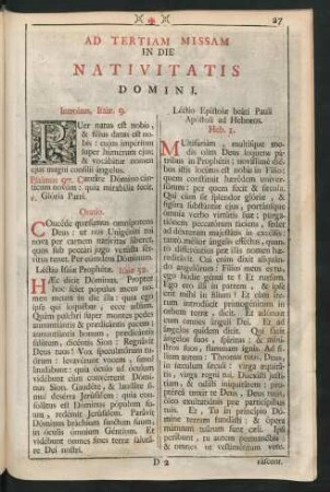 Ad Tertiam Missam In Die Nativitatis Domini