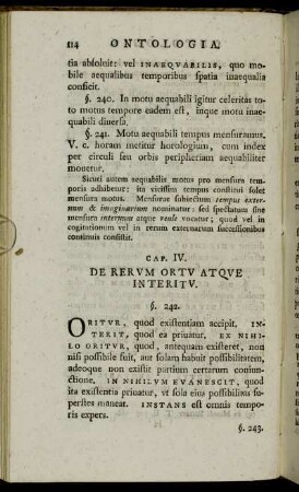 Cap. IV. De Rerum Ortu Atque Interitu