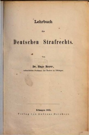 Lehrbuch des Deutschen Strafrechts