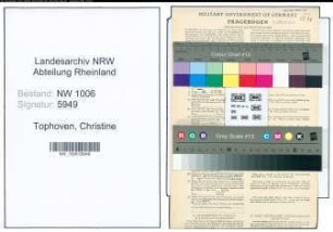 Entnazifizierung Christine Tophoven , geb. 13.10.1900 ()