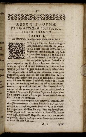 Ausonii Popmæ, De Usu Antiquæ Locutionis, Liber Primus.