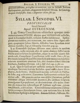Syllab. I. Synodus. VI. Provincialis Seculi Secundi Apud Ostroenam