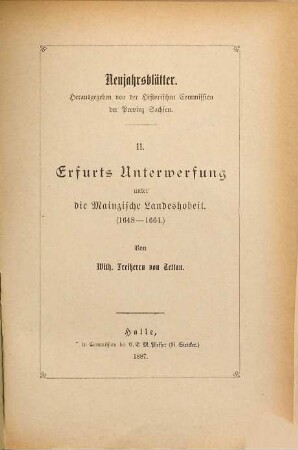 Erfurts Unterwerfung unter die Mainzische Landeshoheit : (1648 - 1664)