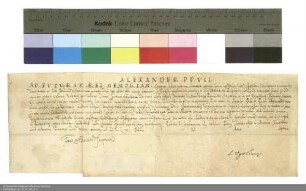 Indulgenzbrief des Papstes Alexander VII. für die Erlöser-Bruderschaft.