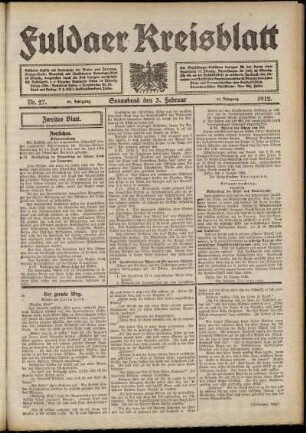 Zweite Ausgabe vom Samstag, den 03. Februar 1912.