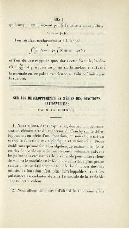 Sur les développements en séries des fonctions rationnelles.