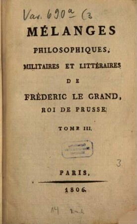 Mélanges philosophiques, militaires et littéraires, 3