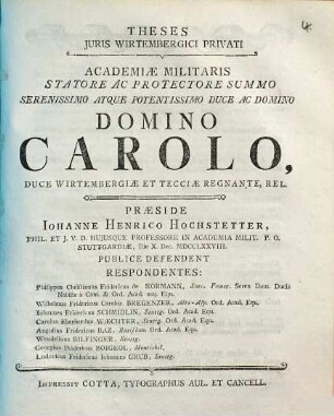 Theses Juris Wirtembergici Privati