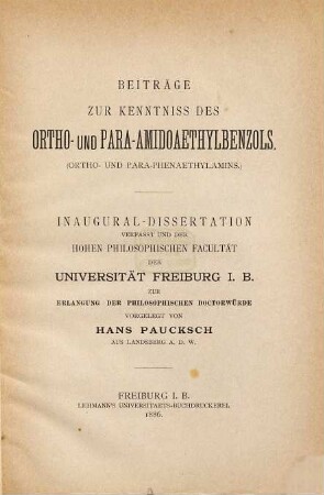 Beiträge zur Kenntniss des Ortho- und Para-Amidoaethylbenzols 