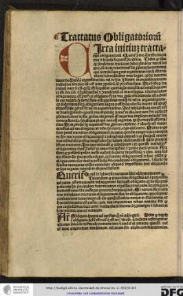 Circa initium tractatus obligatoriorum queritur primo quare iste tractatus et sequens sequuntur precedentes.