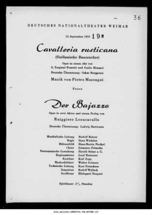 Cavalleria rusticana (Sizilianische Bauernlehre)