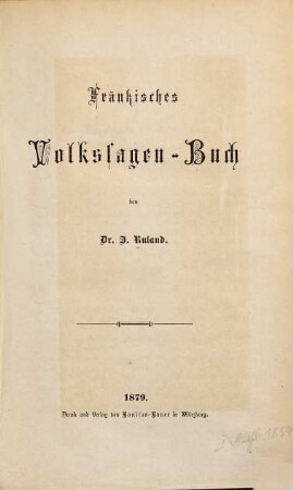 Fränkisches Volkssagen-Buch