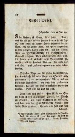 Erster Brief. Holzminden, den 18 Jul. 89