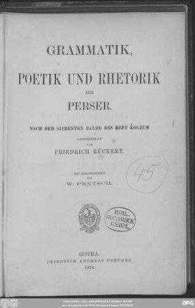 Grammatik, Poetik und Rhetorik der Perser