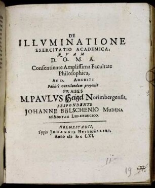 De Illuminatione Exercitatio Academica