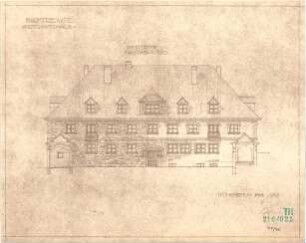 Fischer, Theodor; Marktredwitz; Baugenossenschaft Vereinigte Chamottfabrik, Wirtshaus - Westseite (Ansicht m. Schnitt)